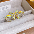Gold Tone Crystal Flower And Colorful Heart Stud Earrings view 7