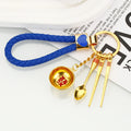 Golden Rice Bowl, Chopsticks and Spoon Keychains with Braided Loops view 7