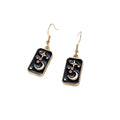 Black Enamel Tarot Rectangle Drop Earrings Gold Hooks 5 Styles view 5