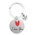 Silver Round Red Heart I Love You Message Keychain view 6