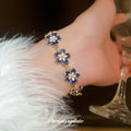 Gold Tone Blue Flower Bracelet And Unrelated Scallop Link Bracelet view 4