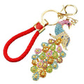 Full Crystal Peacock Braided Wrist Strap Keychains in Four Colors view 5