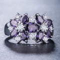 Mixed-Cut Floral Cluster Wide Ring In Eight Stone Colors view 9