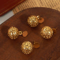Gold Filigree Hollow Sphere Dangle Earrings Disc Stud view 4