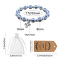 Blue Cross Bead Stretch Bracelet With Silver Tone Cross view 2