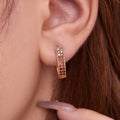 Double Row Crystal U Hoop Earrings in Seven Colorways view 4