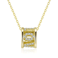 Openwork Barrel Pendant Necklace In Three Metal Tones view 2