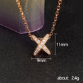Rose Gold Tone X Pendant Necklace With Clear Stones view 5