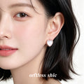 Rose Gold Beaded Heart Mother Of Pearl Stud Earrings Pair view 2