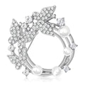 Rhinestone Butterfly Pearl Circle Wreath Brooch Gold Silver view 2