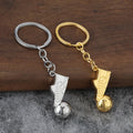 Soccer Boot and Ball Metal Keychain in Silver Tone or Gold Tone view 1
