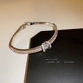 Silver Tone Double Band Crystal Bangle In Two Sizes view 2