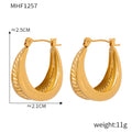 Gold Dual Layer C Hoop Earrings Twisted Smooth Metal Alloy view 6