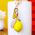 Jeweled Lemon and Citrus Keychains with Braided Wrist Loop Options view 2