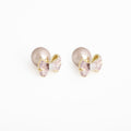 Pink Bow Champagne Pearl Look Jacket Stud Earrings view 5