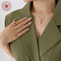 Gold Tone Faux Pearl Cross Pendant Necklace Cable Chain view 3