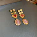 Gold Cameo Heart Flower Necklace Bracelet Earring Three Styles view 8