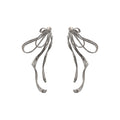Two Style Bow and Pearl Long Dangle Statement Earrings view 5