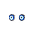 Gold and Silver Tone Round Blue Evil Eye Stud Earrings view 5