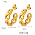 Geometric Chain C-Hoop Cast Earrings Gold Steel Styles view 6