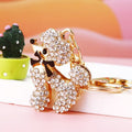 Rhinestone Poodle Keychain Metal Dog Bow Bag Charm view 2