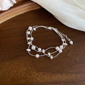 Silver Pearl Flower Butterfly Y Necklaces Multi-Strand Bracelet view 7