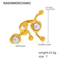 Abstract Dual Stone Open Rings Stainless Steel Gold Two-Tone view 8