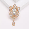 Crown Frame Pear Crystal Brooch With Drop in Five Colors view 4