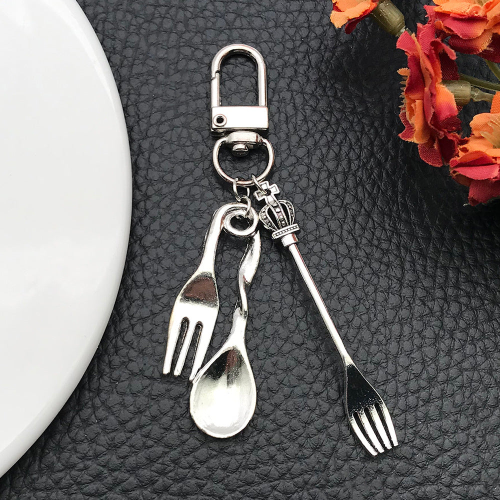 Vintage Zinc Alloy Crown Knife Fork Spoon Charm Pendants for Handmade Jewelry DIY