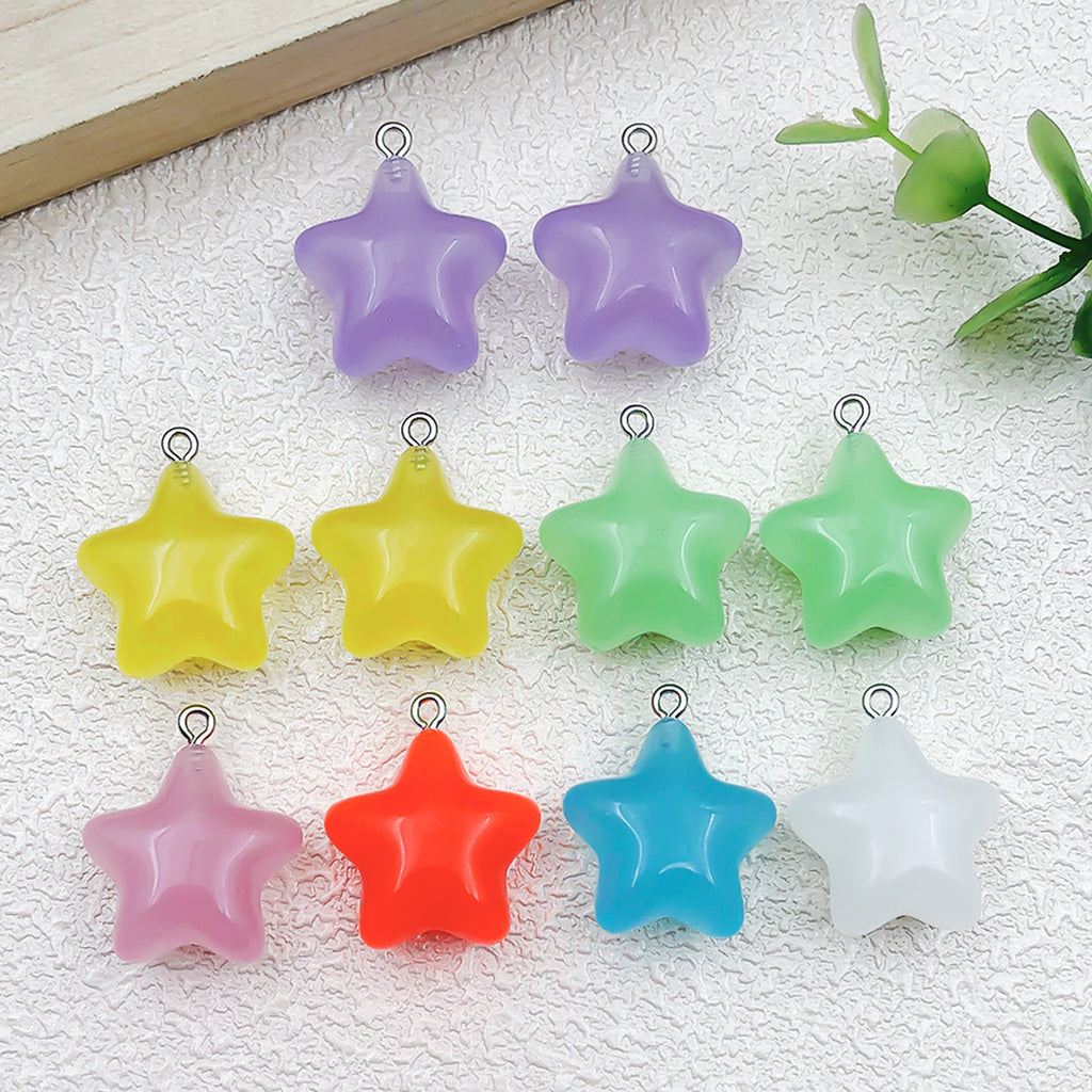 Glow Resin 3D Five Point Star charm pendant for DIY keychain earring necklace
