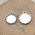 Antique Silver Metal Beaded Round Pendant Bezel For Jewelry Making view 2
