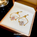 Gold Adjustable Chain Ring Pink Flower Crystal Cluster view 2
