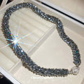 Gunmetal Crystal Beaded Necklace in Polished Mixed Media Design view 2