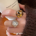 Resin Geometric Round Open Ring Amber Tortoise Finish view 1