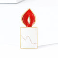 Enamel Candle Brooch With Polished Metal And Sculpted Decorative Details view 3