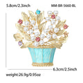 Crystal Flower Basket Brooch in Blue or Pink Enamel view 4