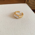 White Oval Capsule Stone Open Rings Gold Silver Four Styles view 7