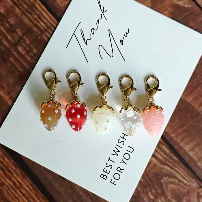 Translucent Strawberry Lobster-Clasp Charms in Five Colors