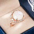 Champagne Round Opaline Halo Ring Clear Accents Sizes 6-10 view 3