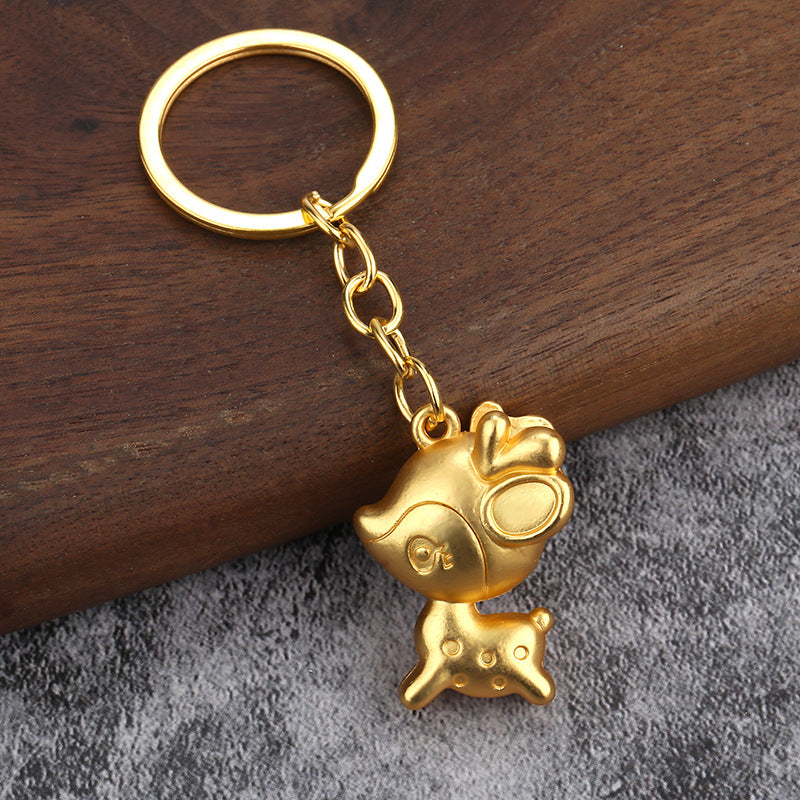 Lucky Deer 3D Metal Keychain Couple Car Key Ring Bag Pendant