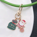 Santa Gift Sack and Green Christmas Tag Metal Clasp Keychain view 1