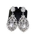 Silver Tone Ornate Teardrop Crystal Metal Dangle Earrings view 5