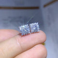 Silver Tone Square Cluster Crystal Stud Earrings with Polished Finish view 4