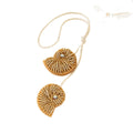 Gold Bead Nautilus Shell Charm Pendant Cream Cord Necklace view 5