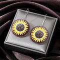 Silver Tone Sunflower Smiley Cat and Ice Cream Acrylic Hook Earrings view 3