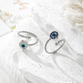 Twisted Band Blue Evil Eye Open Rings in Four Finishes view 3