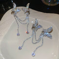 Mismatched Butterfly Ear Cuffs With Crystal Chain Swags view 6