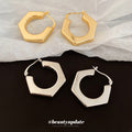 Angular Hoop Earrings in Silver and Gold Tones Metal Tone Jewelry view 3