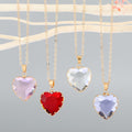 Gold Tone Faceted Heart Glass Pendant Necklaces in Four Colors view 1