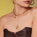 Textured Starfish and Pearl Lariat Necklace in Gold Tone view 4
